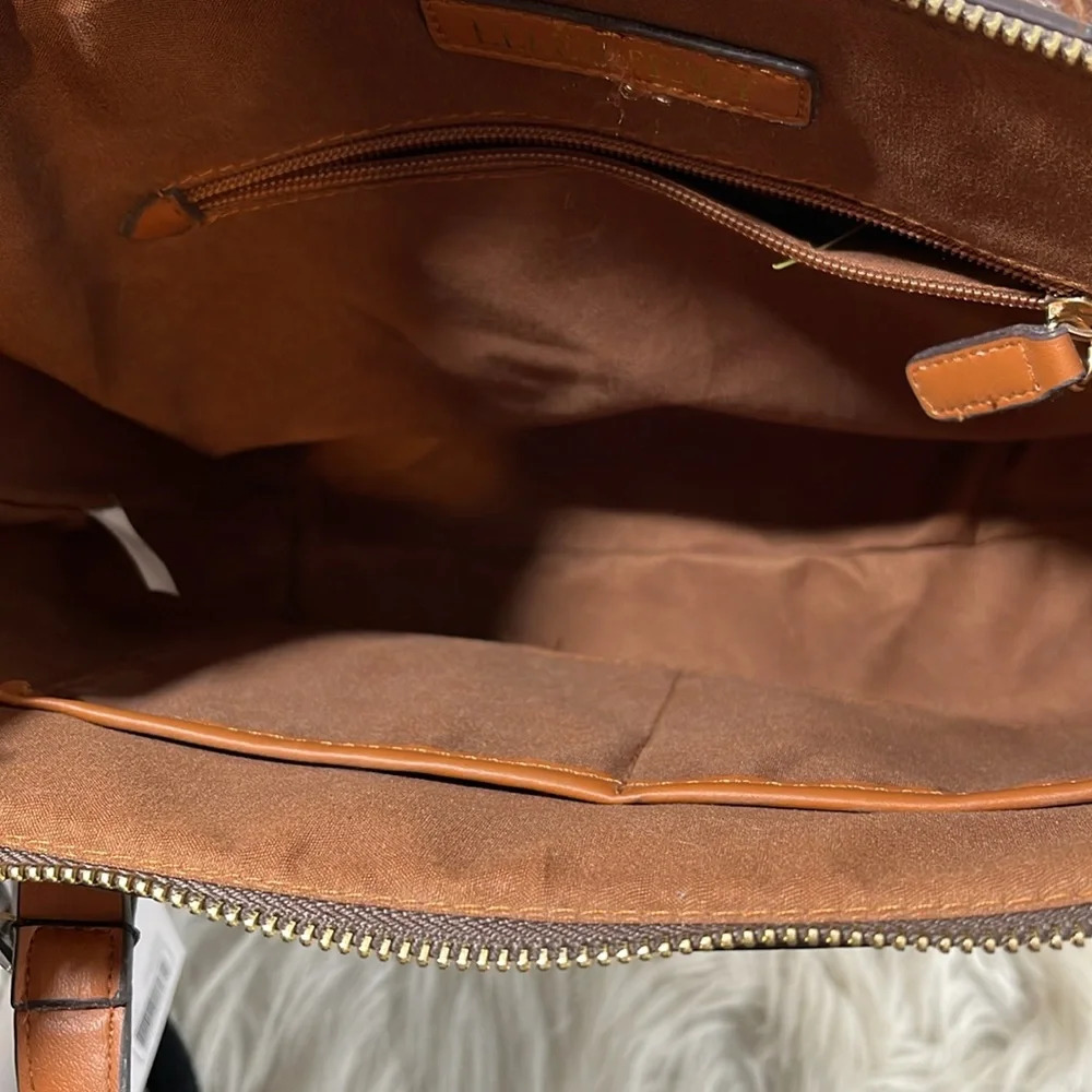 ELLEN TRACY THE SIGNATURE COLLECTION Double Handle Satchel Chocolate Brown Purse - Picture 9 of 13